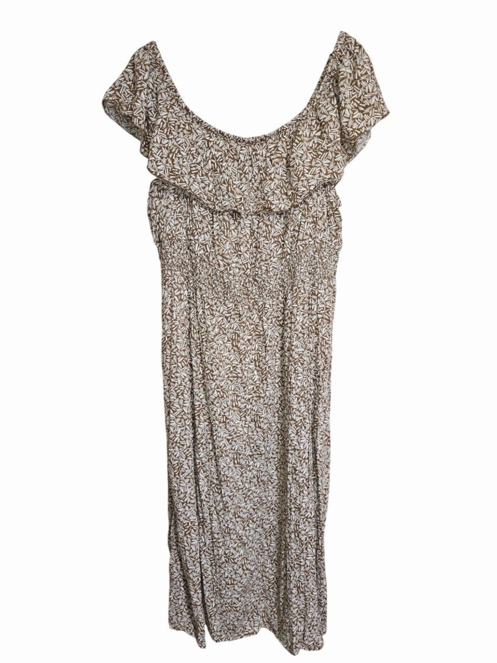 Old Navy 3X Off-The-Shoulder Floral Maxi Dress Brown